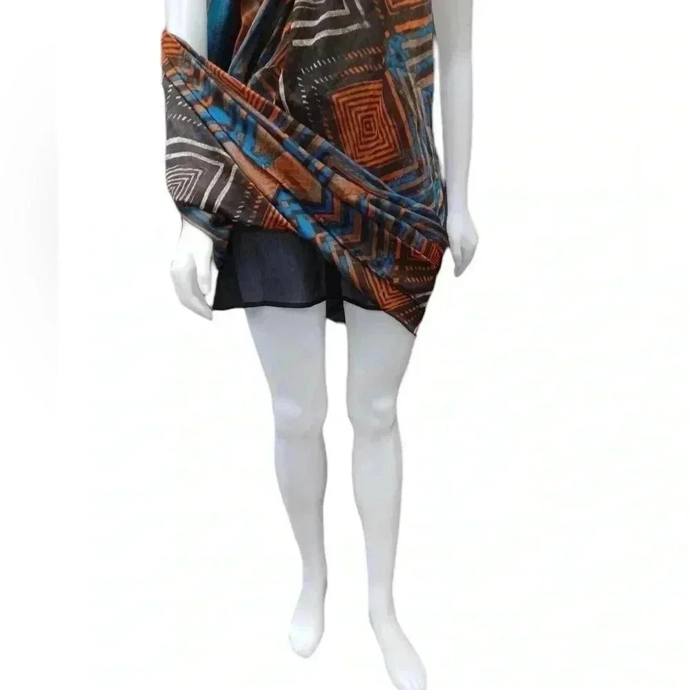 RVCA Maxi Multicolour Geometric Boho Flowy Spaghetti Strap Dress Size Medium - Picture 5 of 10
